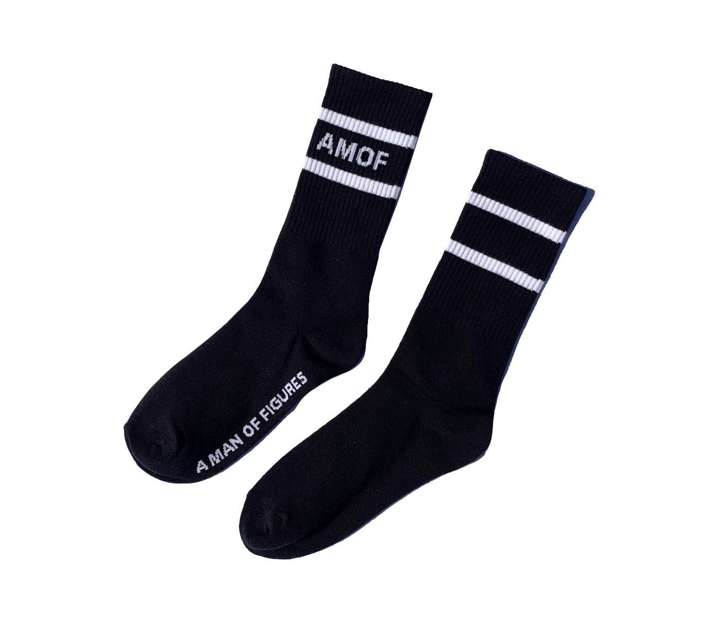 AMOF BLACK WITH WHITE STRIPE LOGO SOCKS