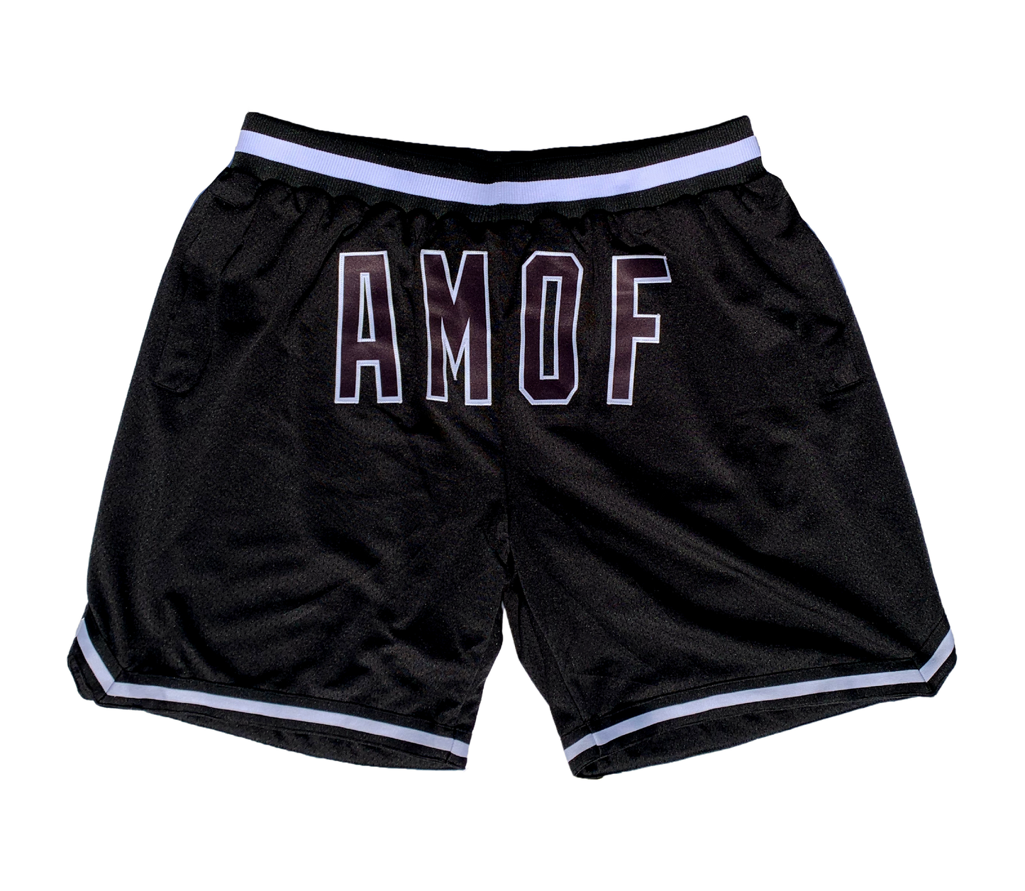 AMOF BLACK & WHITE MESH SHORTS