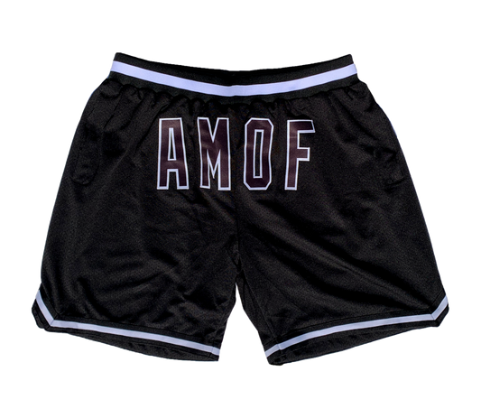 AMOF BLACK & WHITE MESH SHORTS