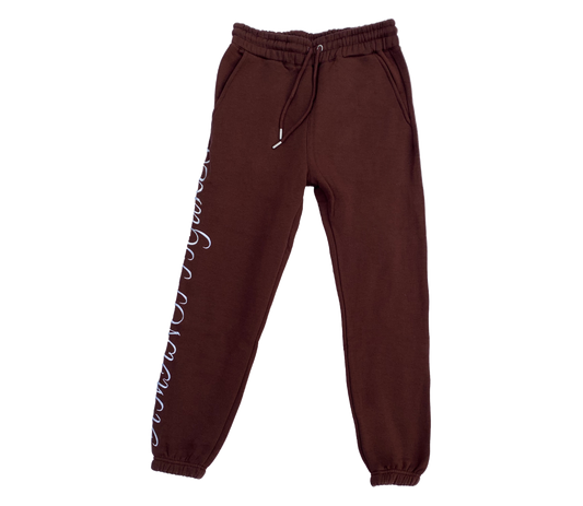 AMOF BROWN EMBROIDERED COMFORT JOGGERS