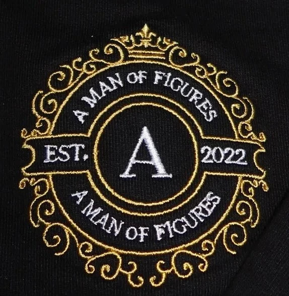 AMOF GOLD § WHITE ROYAL CROWN EMBROIDERY BLACK SWEATPANTS