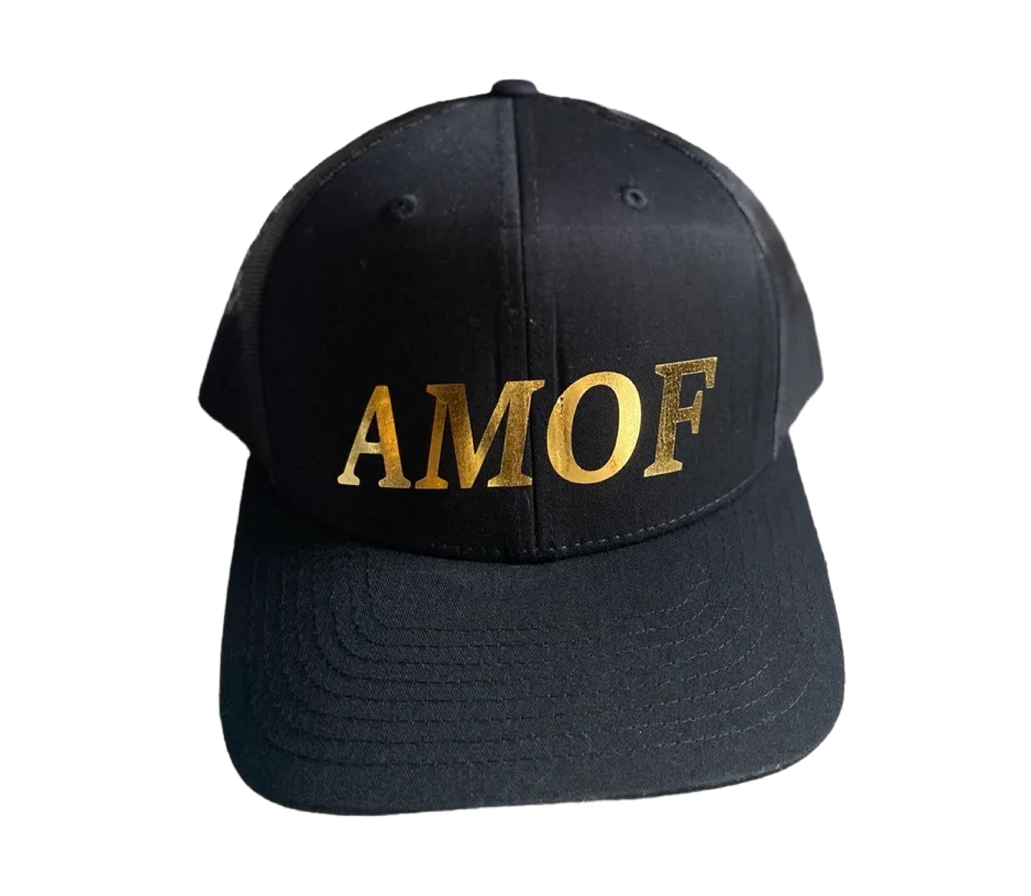 AMOF GOLD VINYL BLACK TRUCKER HAT