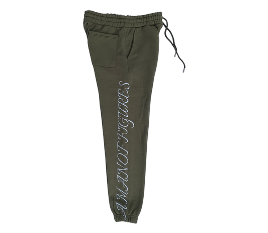 AMOF OLIVE EMBROIDERED COMFORT JOGGERS