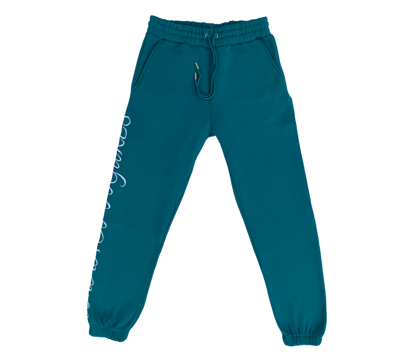 AMOF TEAL EMBROIDERED COMFORT JOGGERS