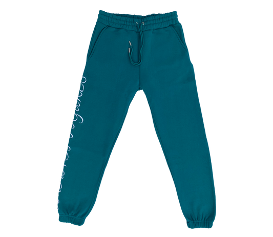 AMOF TEAL EMBROIDERED COMFORT JOGGERS