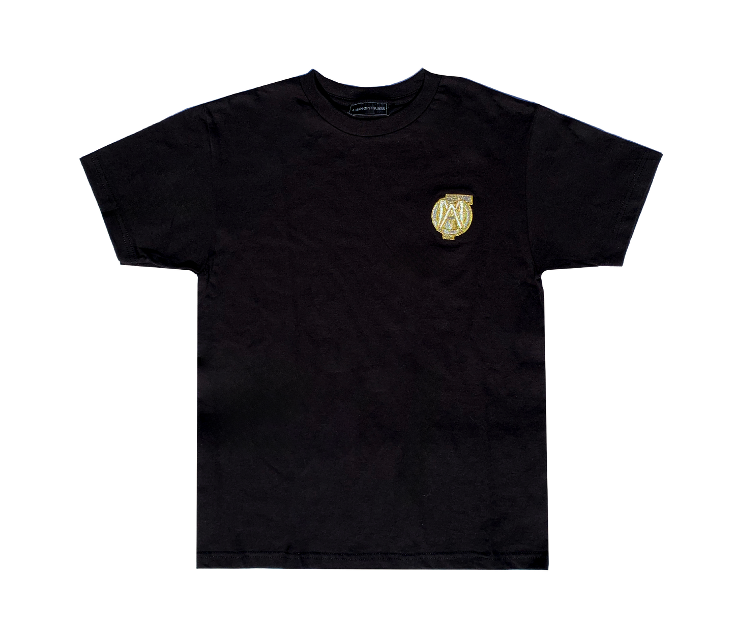 AMOF SILVER § GOLD MINI 3D EMBROIDERY BLACK T-SHIRT