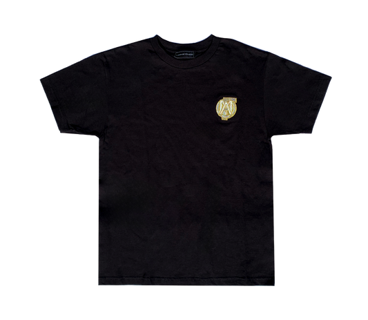 AMOF SILVER § GOLD MINI 3D EMBROIDERY BLACK T-SHIRT