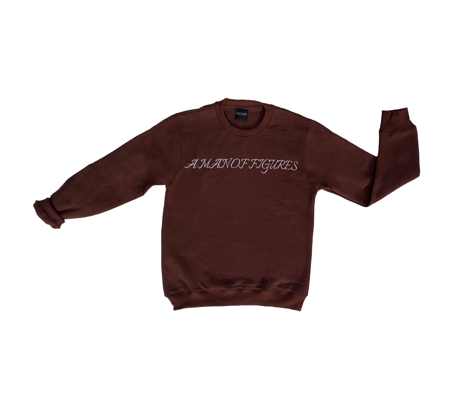 AMOF BROWN EMBROIDERED COMFORT CREWNECK