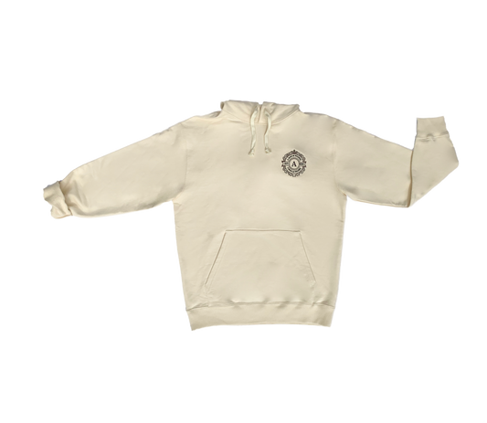 AMOF BROWN § BLACK ROYAL CROWN EMBROIDERY CREAM HOODIE