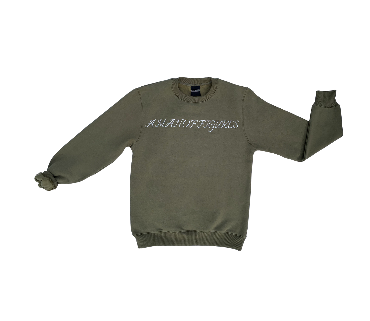 AMOF OLIVE EMBROIDERED COMFORT CREWNECK