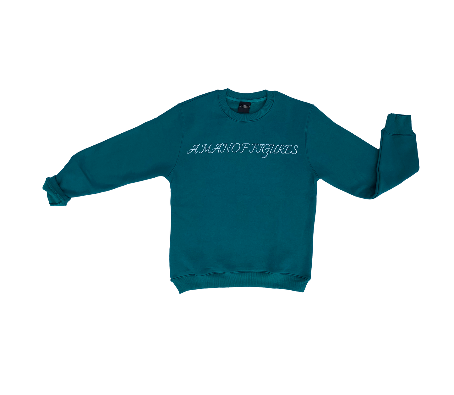 AMOF TEAL EMBROIDERED COMFORT CREWNECK