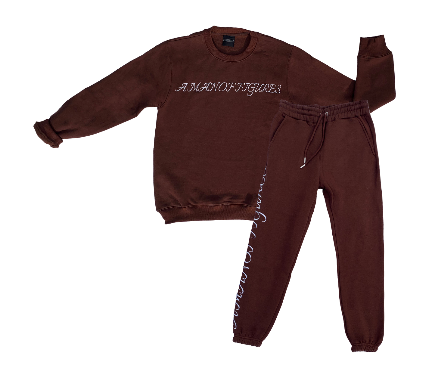 AMOF BROWN EMBROIDERED COMFORT SET