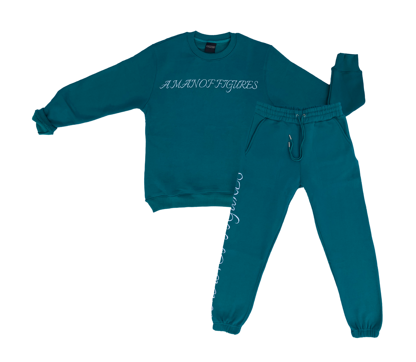 AMOF TEAL EMBROIDERED COMFORT SET