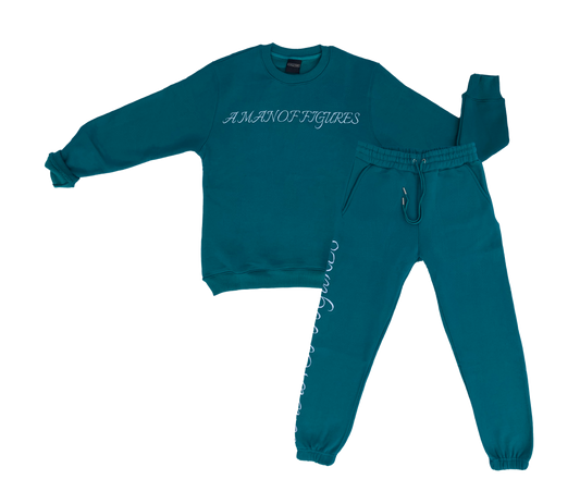 AMOF TEAL EMBROIDERED COMFORT SET